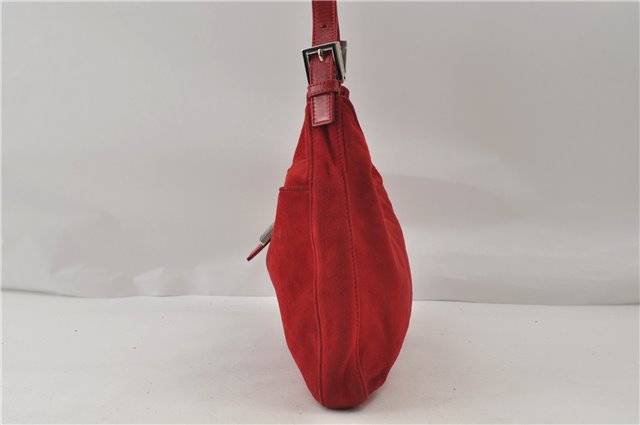 Authentic FENDI Shoulder Hand Bag Purse Suede Leather Red 0023E