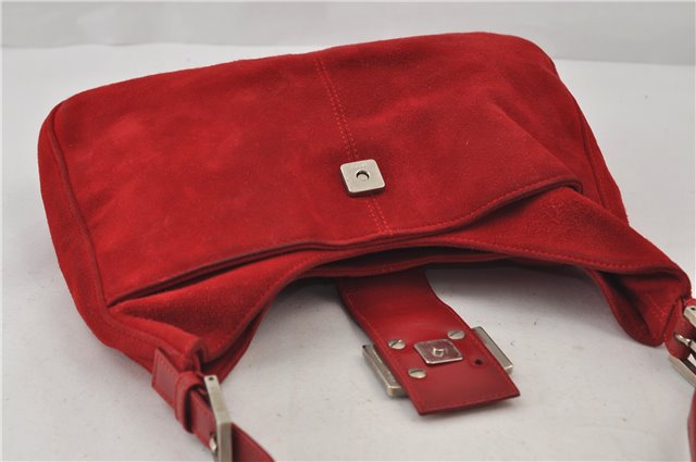 Authentic FENDI Shoulder Hand Bag Purse Suede Leather Red 0023E