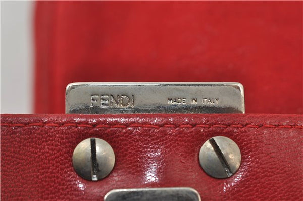 Authentic FENDI Shoulder Hand Bag Purse Suede Leather Red 0023E