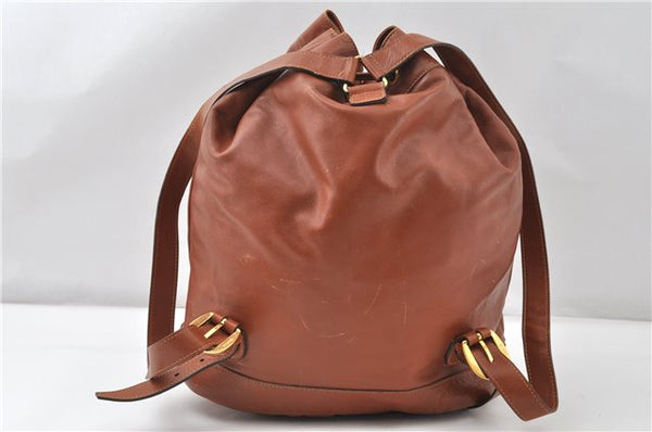 Authentic GUCCI Vintage Bamboo Backpack Purse Leather Brown Junk 0023G