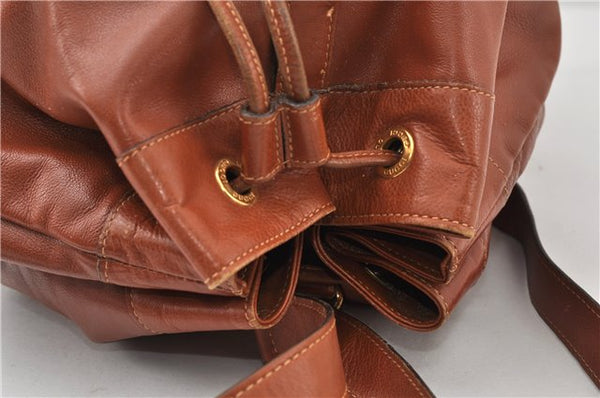 Authentic GUCCI Vintage Bamboo Backpack Purse Leather Brown Junk 0023G