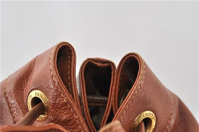 Authentic GUCCI Vintage Bamboo Backpack Purse Leather Brown Junk 0023G