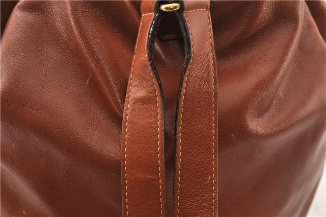 Authentic GUCCI Vintage Bamboo Backpack Purse Leather Brown Junk 0023G