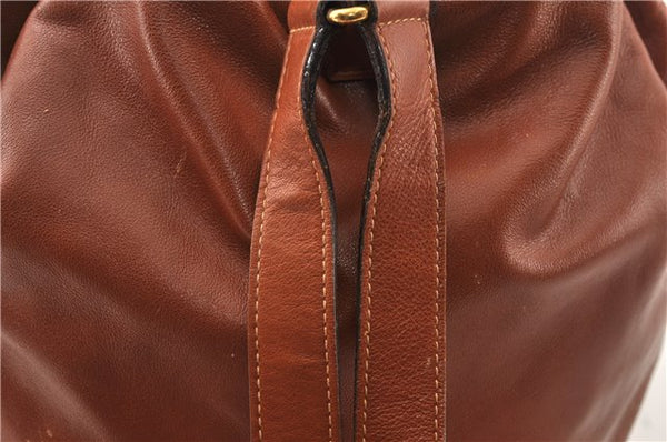 Authentic GUCCI Vintage Bamboo Backpack Purse Leather Brown Junk 0023G