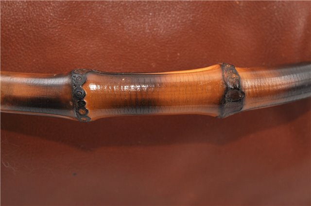 Authentic GUCCI Vintage Bamboo Backpack Purse Leather Brown Junk 0023G