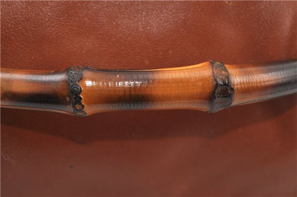 Authentic GUCCI Vintage Bamboo Backpack Purse Leather Brown Junk 0023G