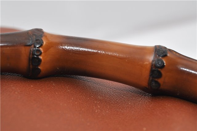 Authentic GUCCI Vintage Bamboo Backpack Purse Leather Brown Junk 0023G