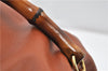 Authentic GUCCI Vintage Bamboo Backpack Purse Leather Brown Junk 0023G