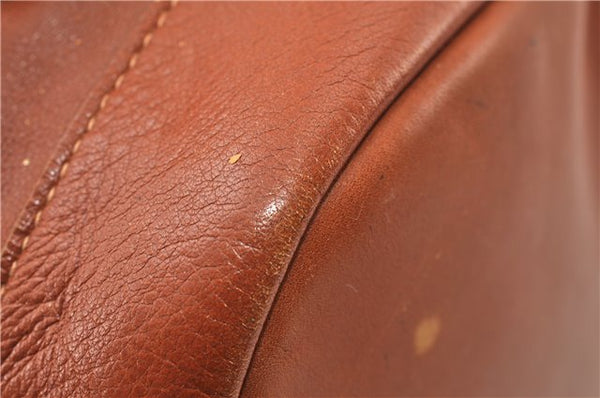 Authentic GUCCI Vintage Bamboo Backpack Purse Leather Brown Junk 0023G