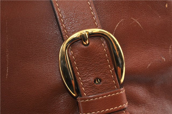 Authentic GUCCI Vintage Bamboo Backpack Purse Leather Brown Junk 0023G