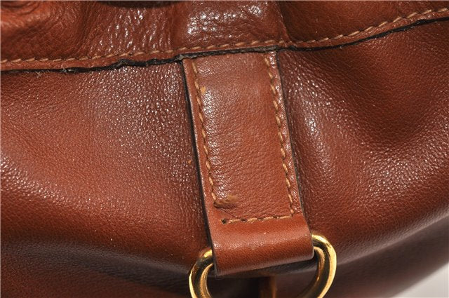 Authentic GUCCI Vintage Bamboo Backpack Purse Leather Brown Junk 0023G