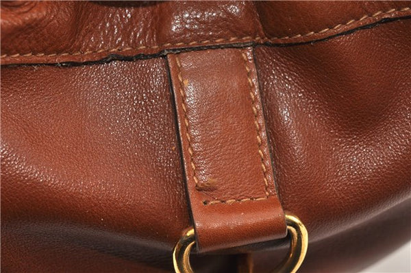 Authentic GUCCI Vintage Bamboo Backpack Purse Leather Brown Junk 0023G