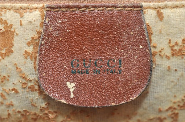 Authentic GUCCI Vintage Bamboo Backpack Purse Leather Brown Junk 0023G