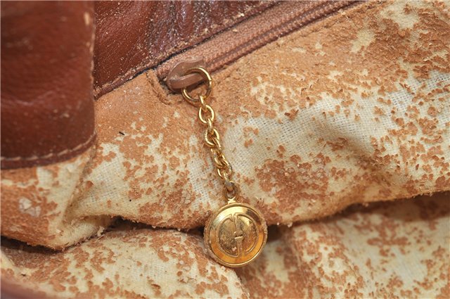 Authentic GUCCI Vintage Bamboo Backpack Purse Leather Brown Junk 0023G