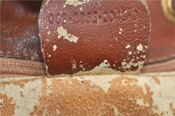 Authentic GUCCI Vintage Bamboo Backpack Purse Leather Brown Junk 0023G