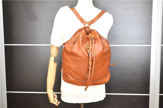 Authentic GUCCI Vintage Bamboo Backpack Purse Leather Brown Junk 0023G