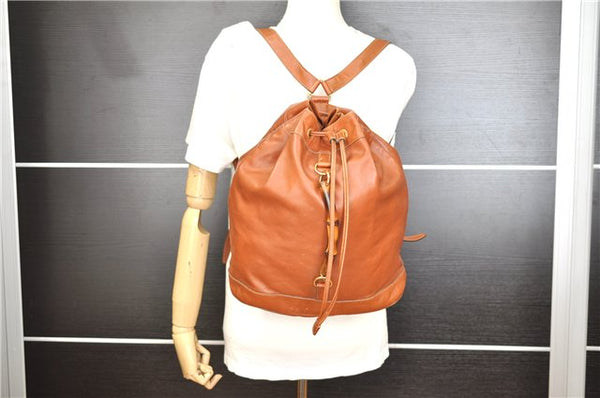 Authentic GUCCI Vintage Bamboo Backpack Purse Leather Brown Junk 0023G