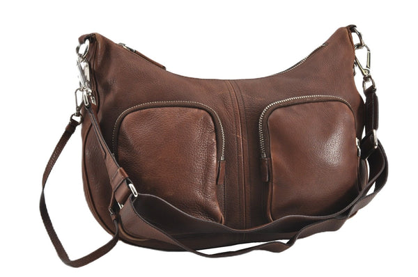 Authentic PRADA Leather Nappa Vintage Shoulder Cross Body Bag Brown 0024G