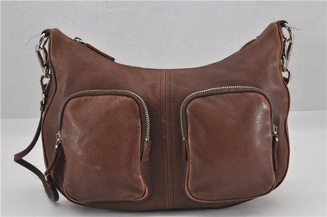 Authentic PRADA Leather Nappa Vintage Shoulder Cross Body Bag Brown 0024G