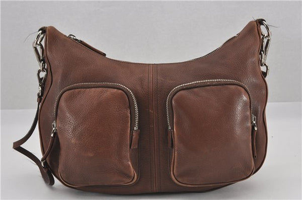 Authentic PRADA Leather Nappa Vintage Shoulder Cross Body Bag Brown 0024G