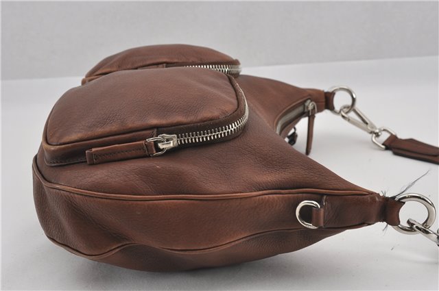 Authentic PRADA Leather Nappa Vintage Shoulder Cross Body Bag Brown 0024G