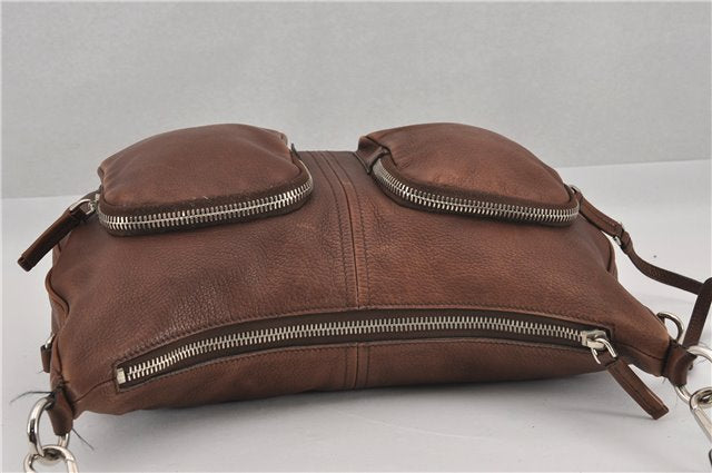 Authentic PRADA Leather Nappa Vintage Shoulder Cross Body Bag Brown 0024G