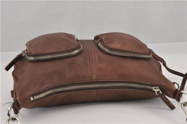 Authentic PRADA Leather Nappa Vintage Shoulder Cross Body Bag Brown 0024G