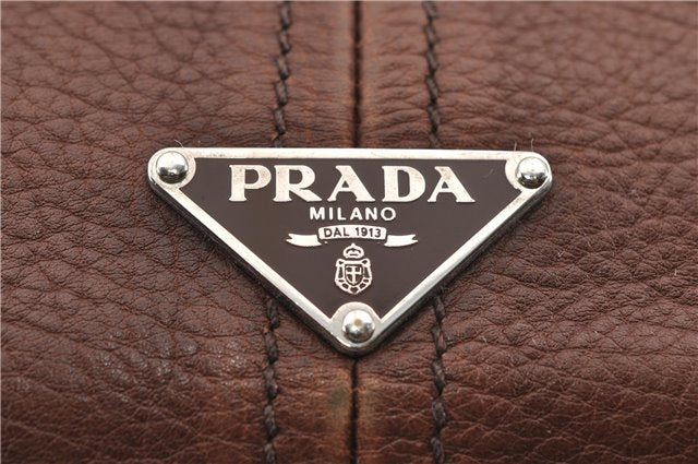Authentic PRADA Leather Nappa Vintage Shoulder Cross Body Bag Brown 0024G