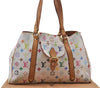 Auth Louis Vuitton Multicolor Aurelia MM White Shoulder Tote Bag M40094 LV 0026E