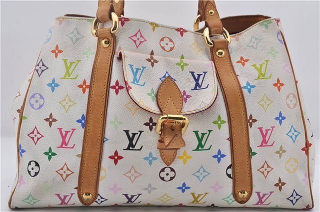 Auth Louis Vuitton Multicolor Aurelia MM White Shoulder Tote Bag M40094 LV 0026E