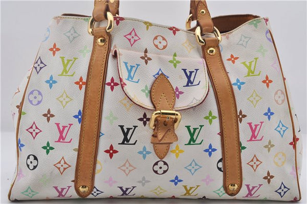 Auth Louis Vuitton Multicolor Aurelia MM White Shoulder Tote Bag M40094 LV 0026E