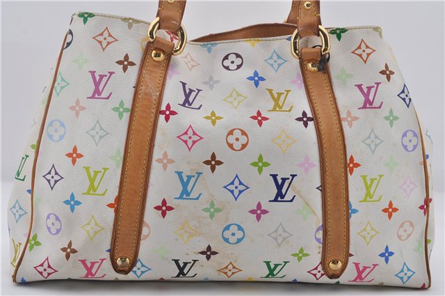 Auth Louis Vuitton Multicolor Aurelia MM White Shoulder Tote Bag M40094 LV 0026E