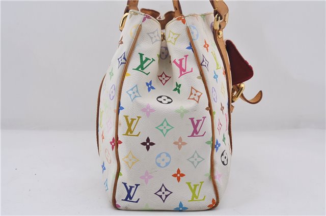 Auth Louis Vuitton Multicolor Aurelia MM White Shoulder Tote Bag M40094 LV 0026E