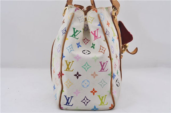Auth Louis Vuitton Multicolor Aurelia MM White Shoulder Tote Bag M40094 LV 0026E