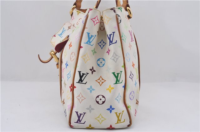 Auth Louis Vuitton Multicolor Aurelia MM White Shoulder Tote Bag M40094 LV 0026E