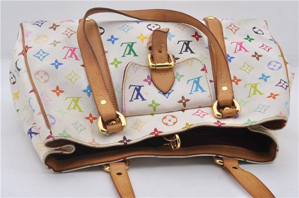Auth Louis Vuitton Multicolor Aurelia MM White Shoulder Tote Bag M40094 LV 0026E