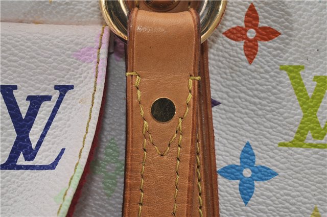 Auth Louis Vuitton Multicolor Aurelia MM White Shoulder Tote Bag M40094 LV 0026E