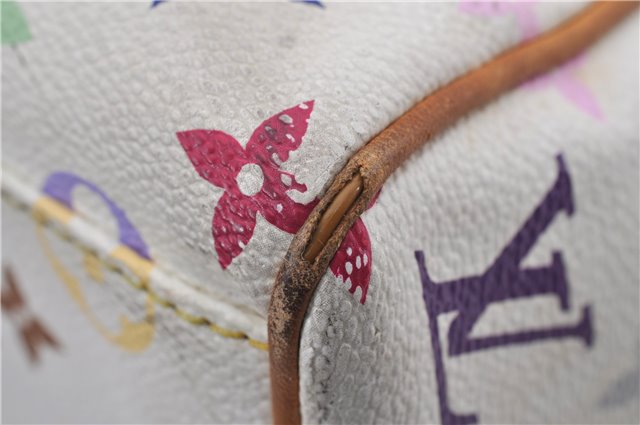 Auth Louis Vuitton Multicolor Aurelia MM White Shoulder Tote Bag M40094 LV 0026E