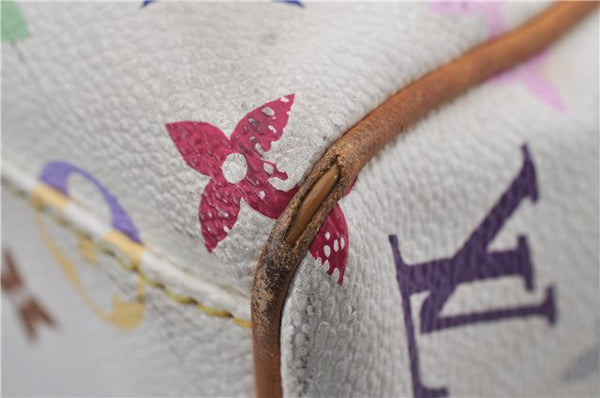 Auth Louis Vuitton Multicolor Aurelia MM White Shoulder Tote Bag M40094 LV 0026E