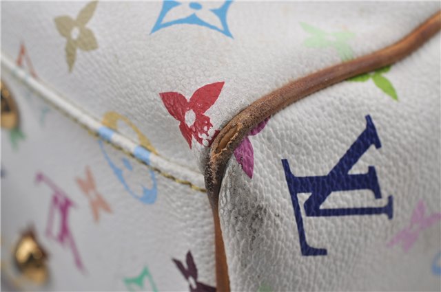 Auth Louis Vuitton Multicolor Aurelia MM White Shoulder Tote Bag M40094 LV 0026E