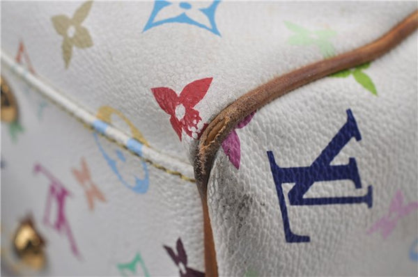 Auth Louis Vuitton Multicolor Aurelia MM White Shoulder Tote Bag M40094 LV 0026E