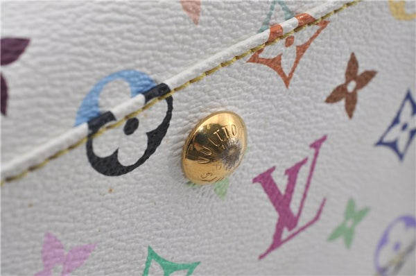 Auth Louis Vuitton Multicolor Aurelia MM White Shoulder Tote Bag M40094 LV 0026E