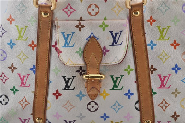 Auth Louis Vuitton Multicolor Aurelia MM White Shoulder Tote Bag M40094 LV 0026E