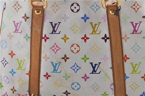 Auth Louis Vuitton Multicolor Aurelia MM White Shoulder Tote Bag M40094 LV 0026E