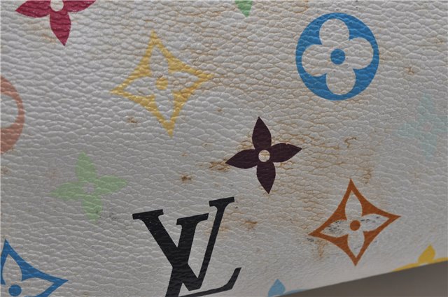 Auth Louis Vuitton Multicolor Aurelia MM White Shoulder Tote Bag M40094 LV 0026E