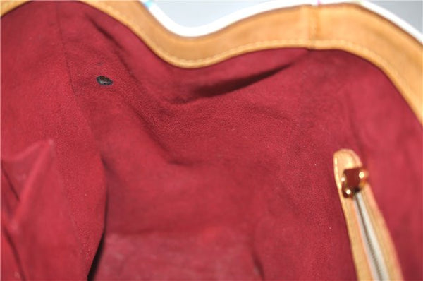 Auth Louis Vuitton Multicolor Aurelia MM White Shoulder Tote Bag M40094 LV 0026E