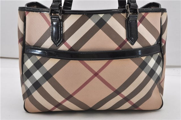 Authentic BURBERRY Nova Check PVC Enamel Shoulder Hand Bag Beige 0026G