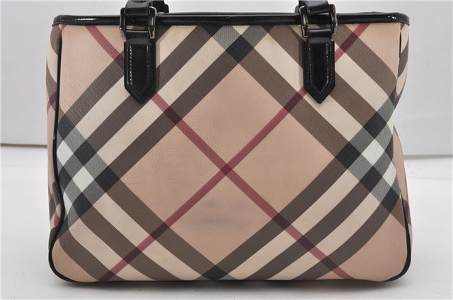 Authentic BURBERRY Nova Check PVC Enamel Shoulder Hand Bag Beige 0026G