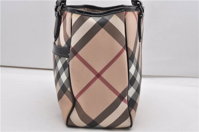 Authentic BURBERRY Nova Check PVC Enamel Shoulder Hand Bag Beige 0026G