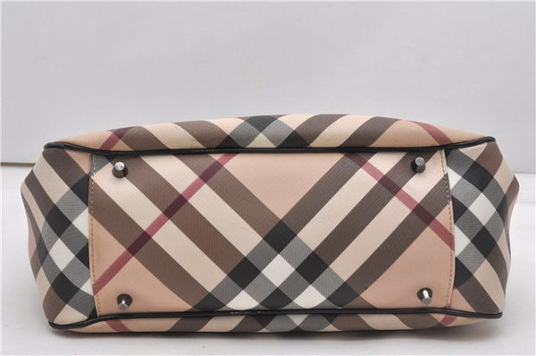 Authentic BURBERRY Nova Check PVC Enamel Shoulder Hand Bag Beige 0026G